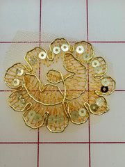 Metallic Applique - Gold Metallic Sequined Lace Flower Shapes