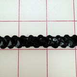 Lace Trim - 1/2-inch Wide Black Sequined Corded Close-Out