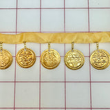 Trim - Gold Coins on Gold Ribbon Close-Out Only 3-Yards Left!