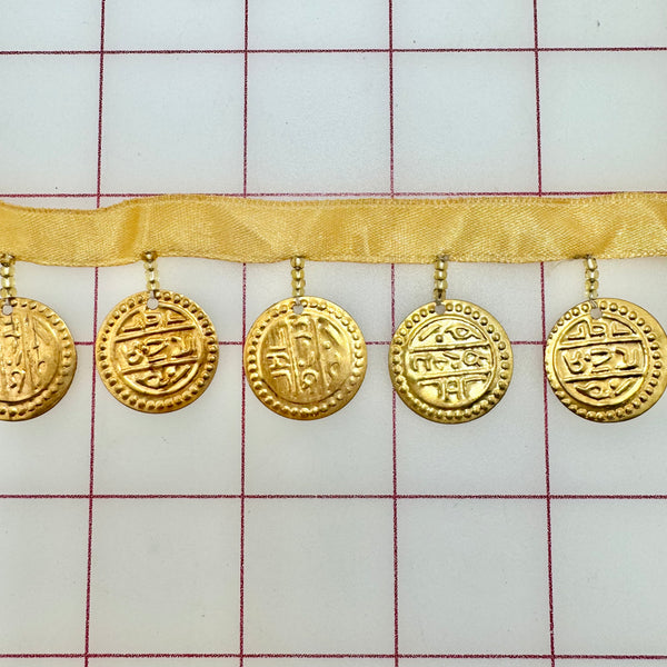 Trim - Gold Coins on Gold Ribbon Close-Out Only 3-Yards Left!