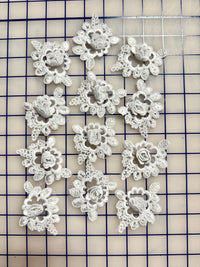 Non-Metallic Applique - White 3D Rose Design By the Dozen