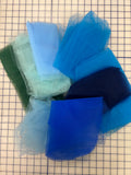 Grab Bag - Tulle Pieces- Shades of Blue/ Green 5 YDS
