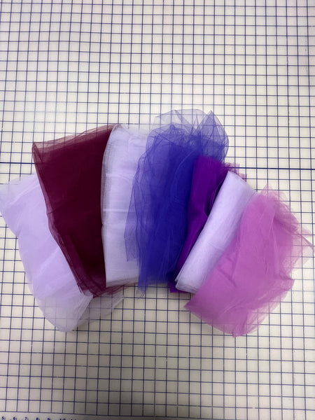 Grab Bag - Tulle Pieces- Shades of Purple 5 YDS