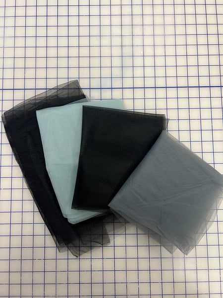 Grab Bag - Tulle Pieces- Shades of Grey/ Black 5 YDS