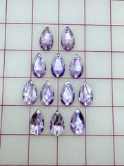 Rhinestones - 13x22mm Czech "Bright-Cut" Tanzanite Pear-Shape Sew-On