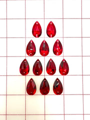 Rhinestones - 13x22mm Czech "Bright-Cut" Siam Pear-Shape Sew-On