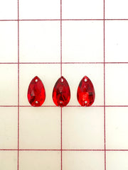 Rhinestones - 10x18mm Czech Bright-Cut Light Siam Pear Sew-On
