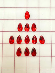 Rhinestones - 10x18mm Czech Bright-Cut Light Siam Pear Sew-On