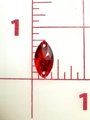 Rhinestones - 9x18mm Czech Bright-Cut Siam Navette Sew-On