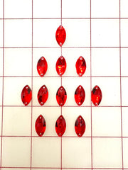 Rhinestones - 9x18mm Czech Bright-Cut Siam Navette Sew-On