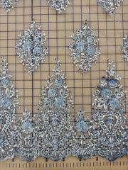 Fancy Lace - 52-inches Wide Sequined Embroidered Light Blue