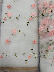 Fancy Organza -Embroidered 3D Flower Design