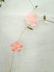 Fancy Organza -Embroidered 3D Flower Design