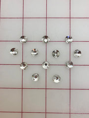 Rhinestones - 8mm Czech "Bright-Cut" Crystal Round Sew-On Per Dozen