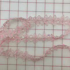 Non-Metallic Trim - 1-inch  Sequined Trim Pink