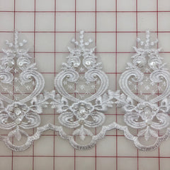 Lace Trim - 6-inch White Beaded and Sequined 3/4-YD Piece Close-Out