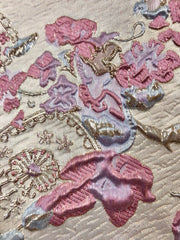 Brocade - 58-in 3D Pale Rose Gold with Light Blue, Pink, and Palest Lilac Reversible New Color!