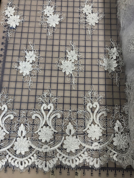 Fancy Lace - Embroidered 60-inches Wide White Special Purchase!
