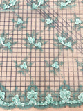 Fancy Lace - 52-inches Wide Mint with 3D Flowers Special Purchase!