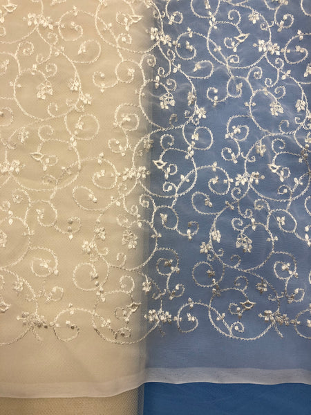 Embroidered Chiffon - 44-inches Wide Ivory Special Purchase!