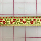 Ribbon Trim - Embroidered Floral Design Yellow with Green and Red