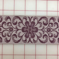 Ribbon Trim - 2.5-inch Patterned Greyish Lavender and Plum Close-Out