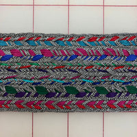 Metallic Trim - 2.25-inch Silver with Pink, Purple, Green and Blue Vintage