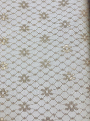 Tutu Net - 60-inches Wide Golden Champagne Metallic All-Over Design w/ Flower Motif