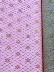 Tutu Net - 60-inches Wide Golden Champagne Metallic All-Over Design w/ Flower Motif