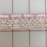 Non-Metallic Trim - 7/8-inch Scalloped Trim with Pearls Pink