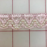 Non-Metallic Trim - 7/8-inch Scalloped Trim with Pearls Pink
