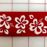 Ribbon Trim - Satin Floral Design Red 1.5 inches wide