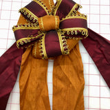Bows -Burgundy/Copper with Metallic Gold Ribbon and Trim on Horsehair Only 4 Left In Stock! Close-Out