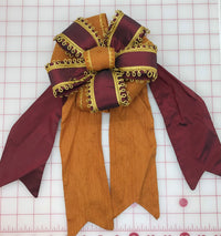 Bows -Burgundy/Copper with Metallic Gold Ribbon and Trim on Horsehair Only 4 Left In Stock! Close-Out