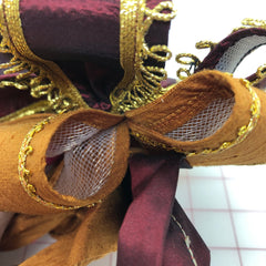Bows -Burgundy/Copper with Metallic Gold Ribbon and Trim on Horsehair Only 4 Left In Stock! Close-Out