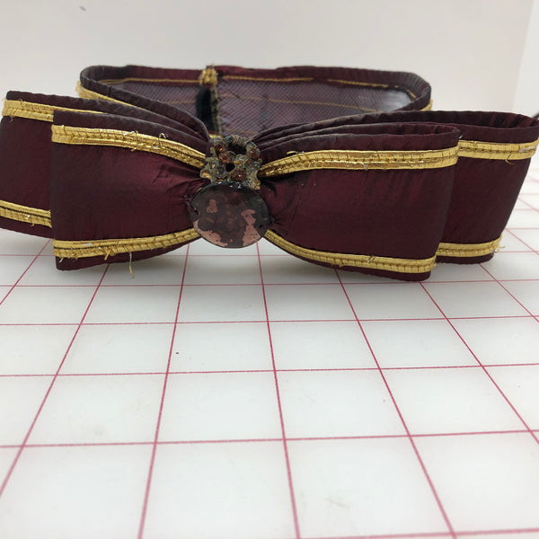 Bows -Burgundy/Metallic Gold Ribbon and Trim on Horsehair Only 1 Left In Stock! Close-Out