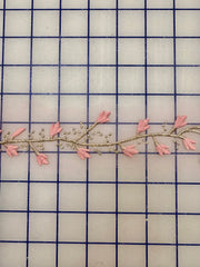 Trim - 52-inches Long Dusty Rose with Gold Embroidered on Tulle Vines NEW!