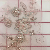 Applique - Beaded Lace Flower Pairs Dusty Rose and Silver