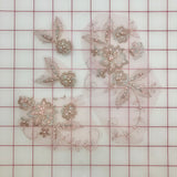 Applique - Beaded Lace Flower Dusty Rose and Silver 4-Piece Set