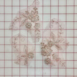 Applique - Beaded Lace Flower Dusty Rose and Silver 3-Piece Sets