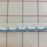 Non-Metallic Trim - Scalloped White with Blue Embroidered Edge 1/2-inch Close-Out