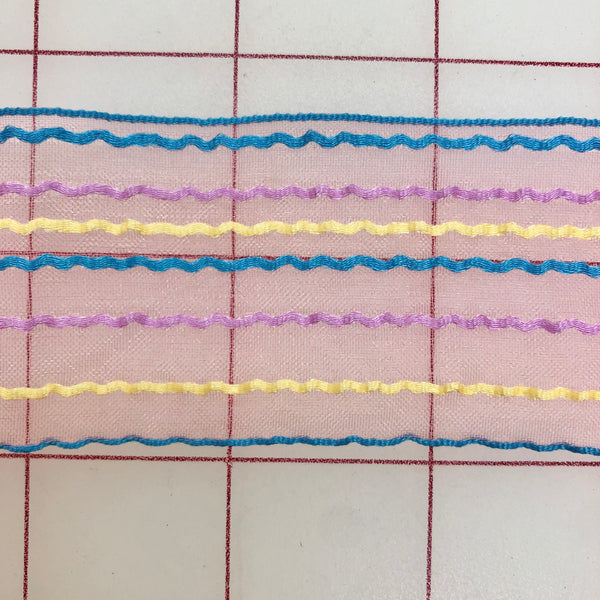 Non-Metallic Trim - 1 5/8-inch Pink, Yellow, Turquoise Only One Yard Left! Close-Out