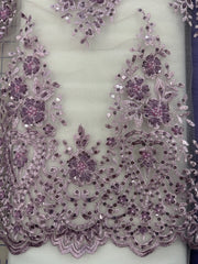 Fancy Lace - Beaded and Embroidered Lace 52-inches Wide Lilac