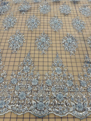 Fancy Lace - 52-inches Wide Metallic Sequined Embroidered Light Blue