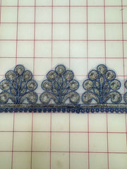 Metallic Trim - 2.5-inch Copper Metallic with Navy Blue Cording