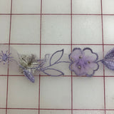 Metallic Trim - 1-inch Flower Trim Lavender and Metallic Silver