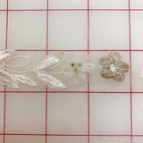 Metallic Trim - 1-inch  Flower Trim Ivory and Silver