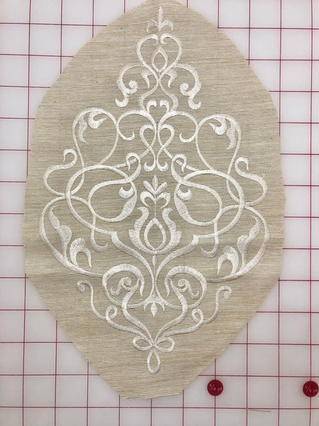 Applique - Ivory Ecru Embroidered  Double-Sided Dyeable and Paintable
