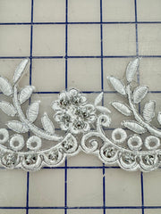 Lace Trim -3-inch Wide Lace White and Silver Close-Out