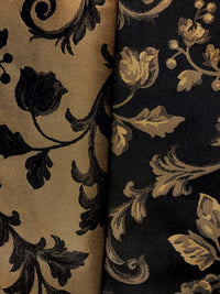 Brocade - 57-inches Wide Reversible Black and Gold Metallic 1.25-Yard and  2-Yard Pieces Left!